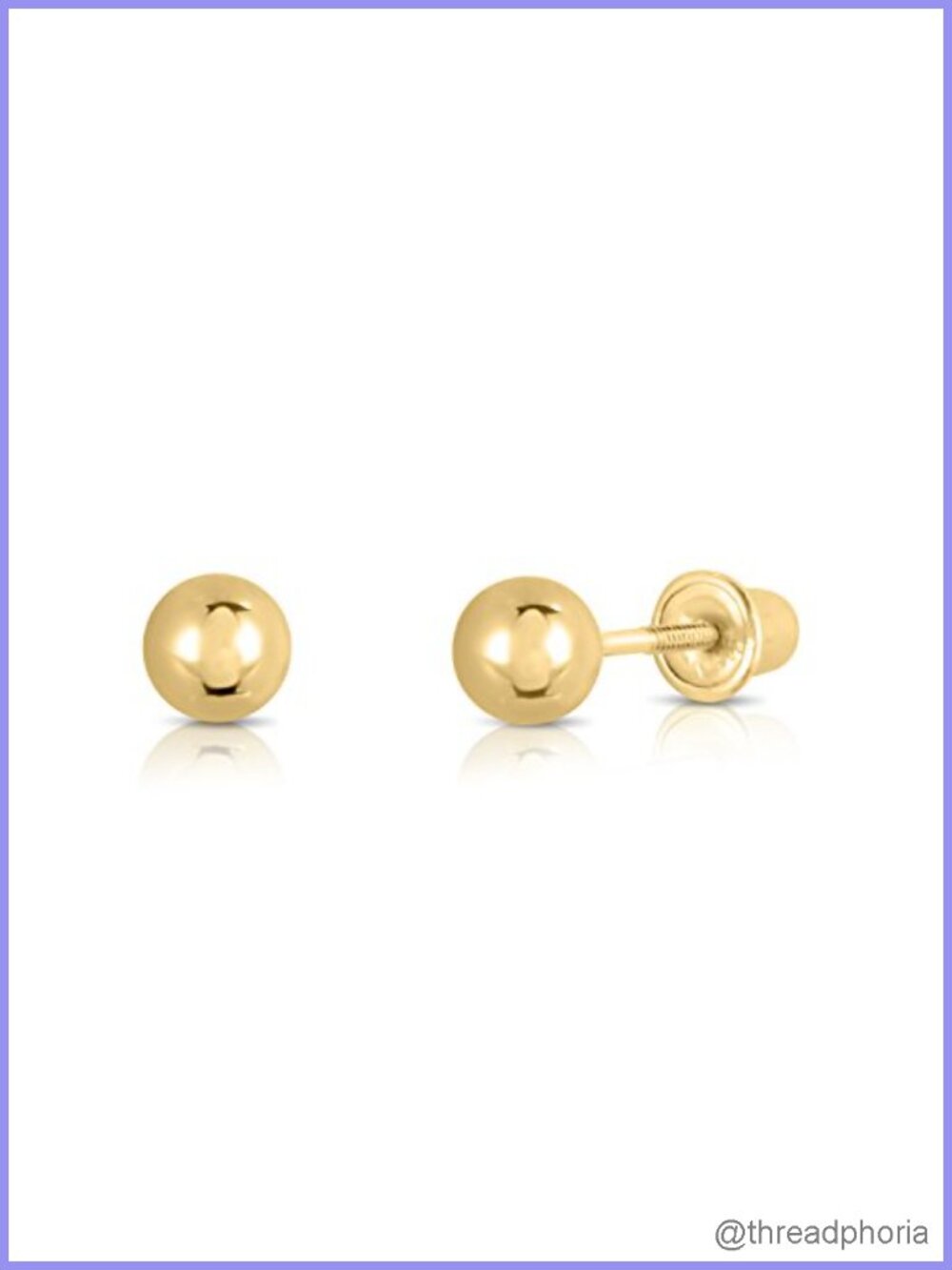 14k Yellow Gold Ball Stud Earrings with Secure Screw-backs